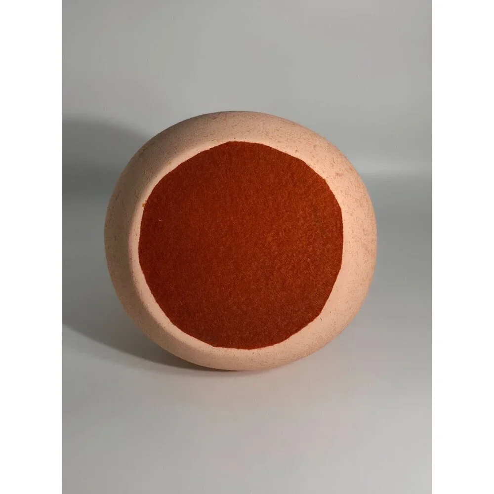 Double Spout Terracotta Vase Leather Accent Pink Beige Sandstone Finish Vintage